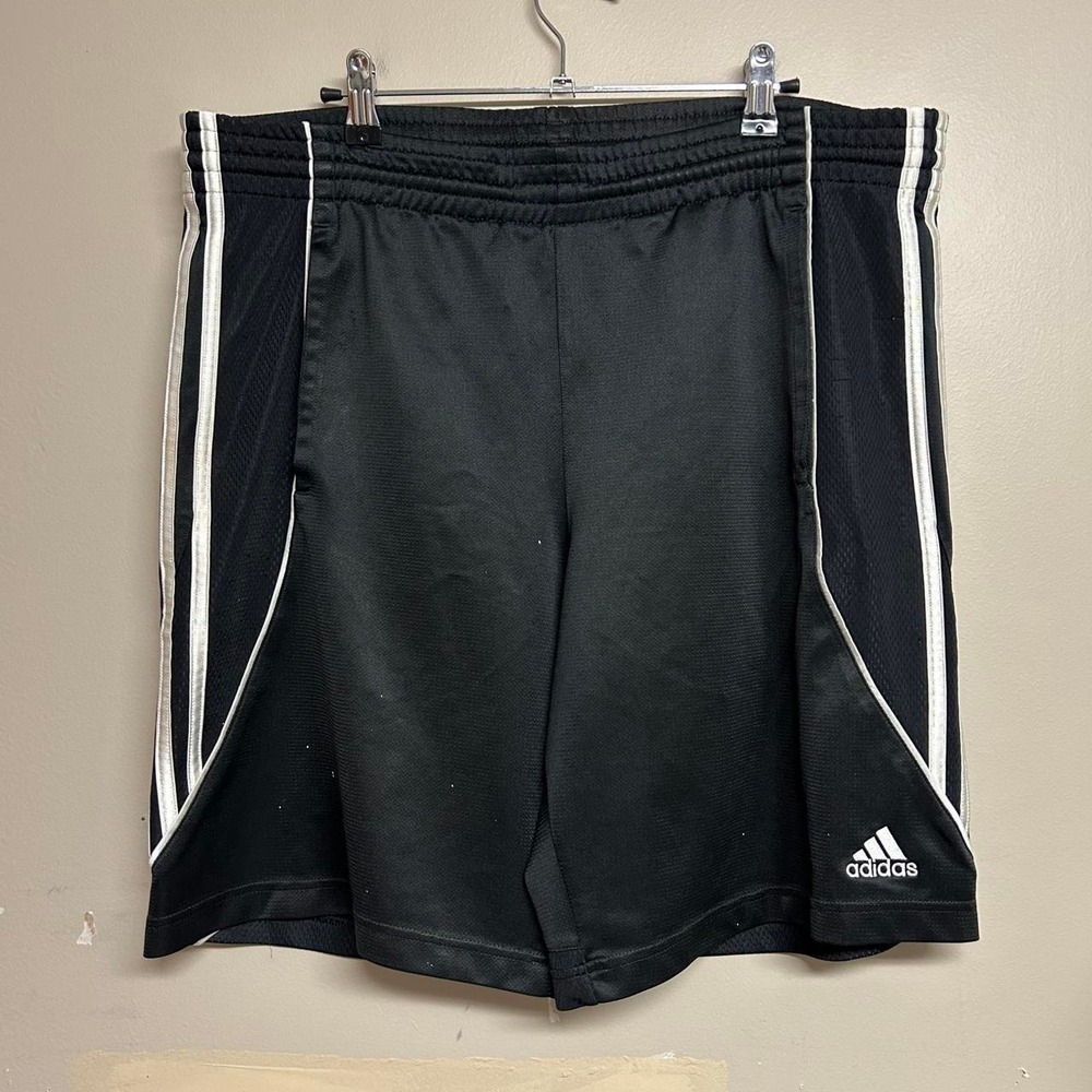 Adidas Vintage Y2K Black White Striped Baggy Blockcore Athletic Shorts Mens L